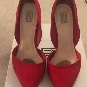 Red Faux Suede Heels